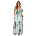 thumbnail image 1 of Riviera Sun Casual Short Sleeve Maxi Dress with Side Slit 21771-CHR-L (Charcoal / Mint, Medium), 1 of 3