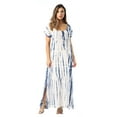 thumbnail image 1 of Riviera Sun Casual Short Sleeve Maxi Dress with Side Slit 21771-CHR-L (Navy / White, 1X), 1 of 3