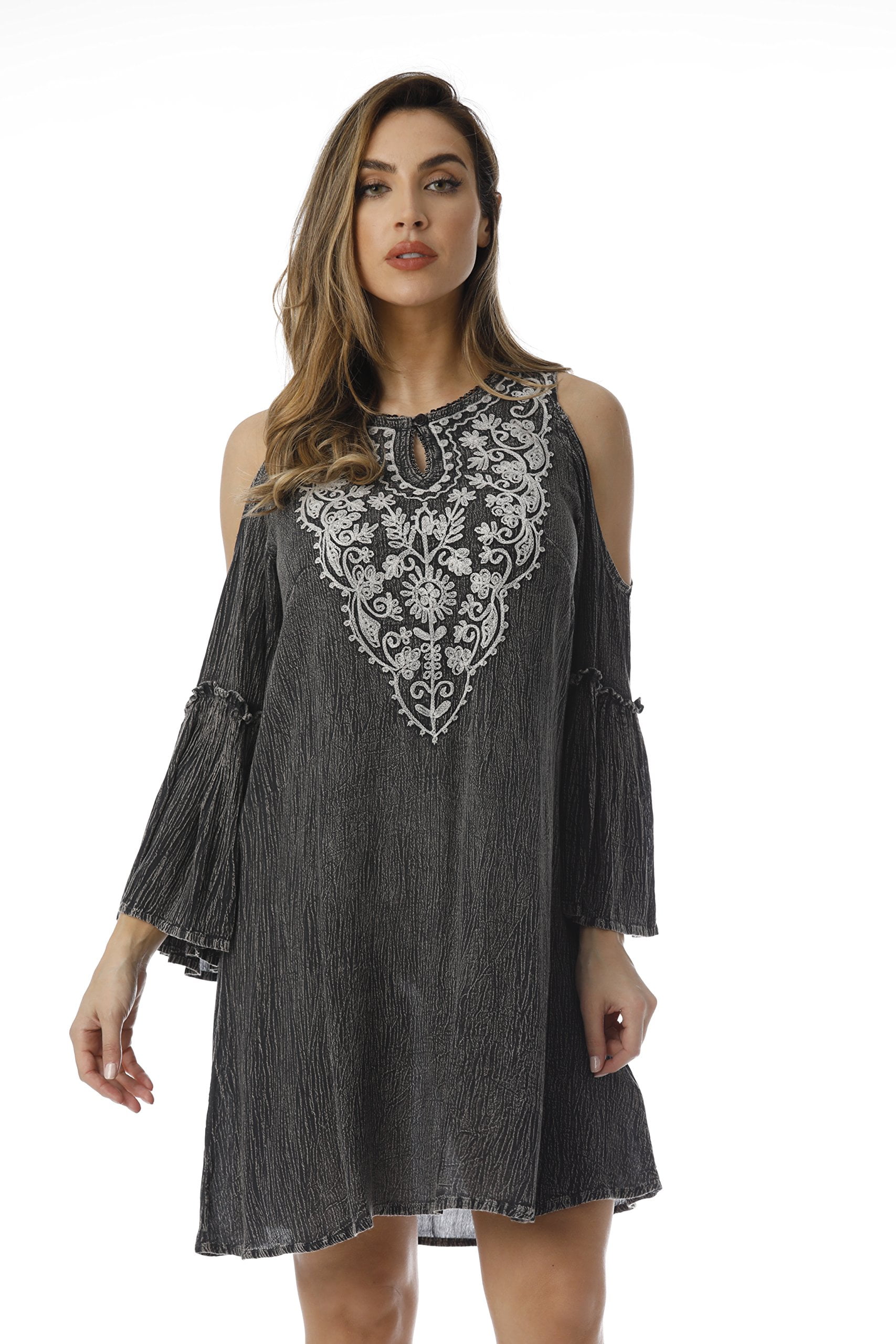 denim cold shoulder dress MADEWELL Chambray Denim Cold Shoulder Dress Oversized Slouchy Casual XS Bohemian