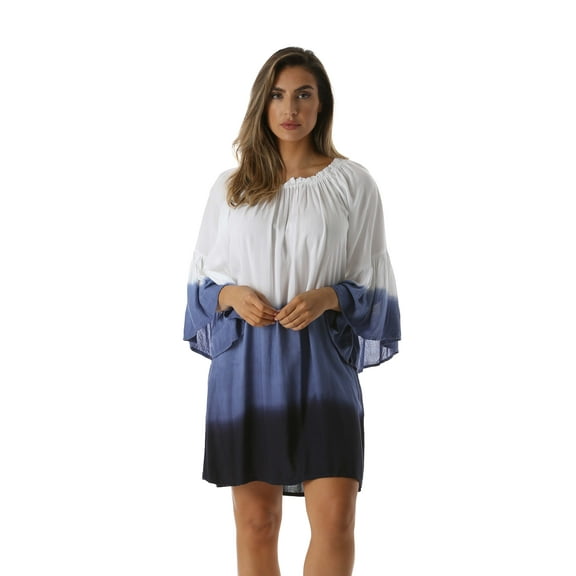 Riviera Sun Convertible Casual Short Dress Swim Cover Up (White / Navy, 2X)