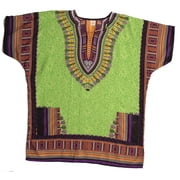 Riviera Sun Dashiki Shirt for Men with Pockets African Tribal Print Boho Top (Green, 2XL / 3XL)
