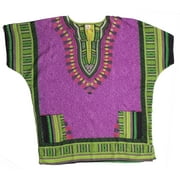 Riviera Sun Dashiki Shirt for Men with Pockets African Tribal Print Boho Top (Purple, Small / Medium)