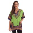 thumbnail image 1 of Riviera Sun Dashiki Shirt for Women with Pockets African Tribal Print Boho Top (Green, Large / X-Large), 1 of 1