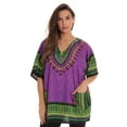 thumbnail image 1 of Riviera Sun Dashiki Shirt for Women with Pockets African Tribal Print Boho Top (Purple, Large / X-Large), 1 of 1