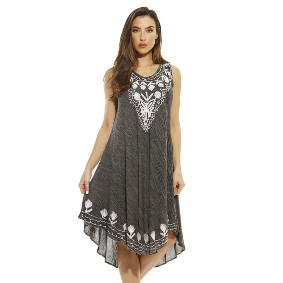 Riviera Sun Dress / Dresses for Women (Black Denim, Small)