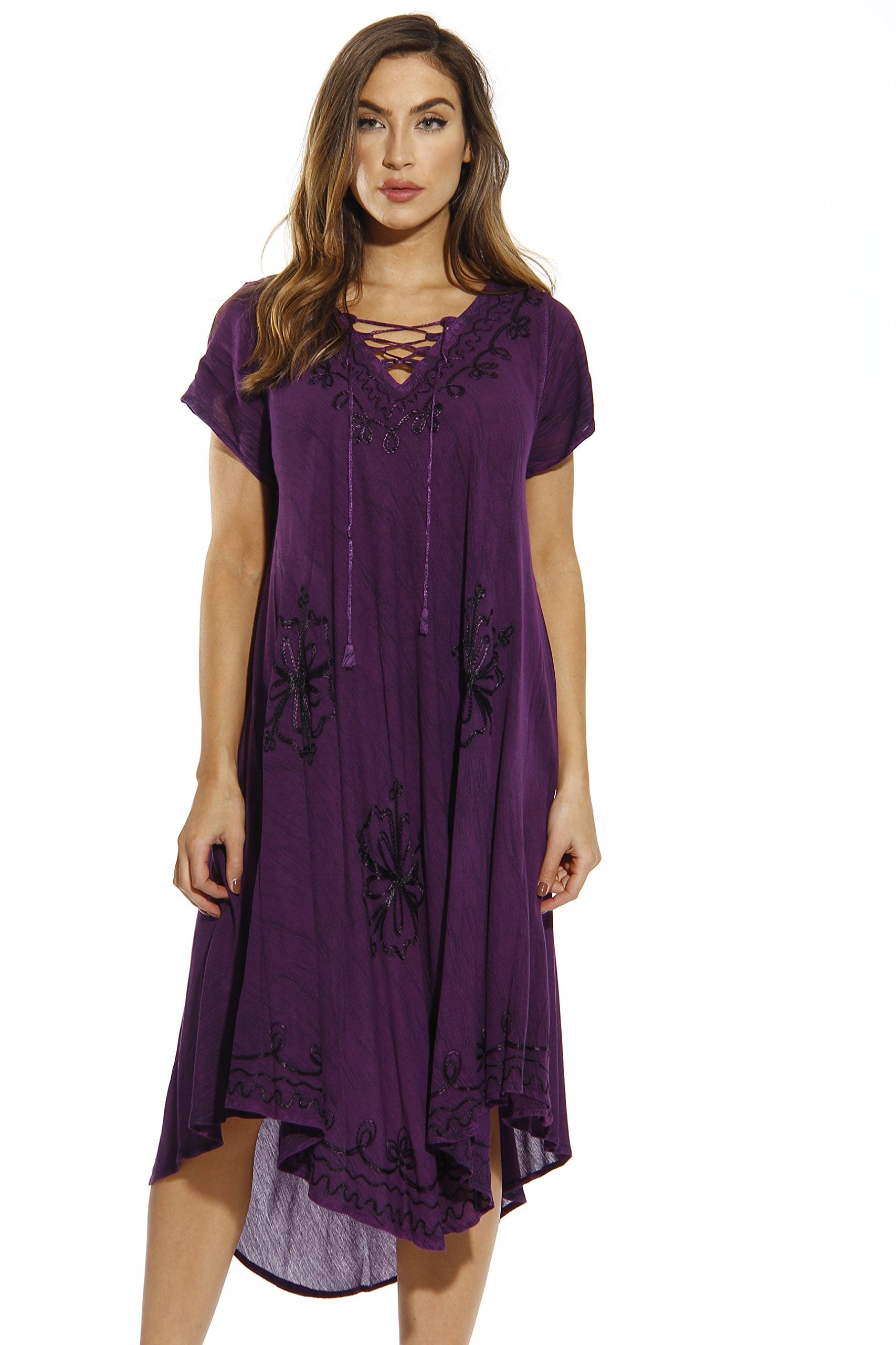 Riviera Sun Women's Rasta Sundress - Rayon Cap Sleeve Summer Dress
