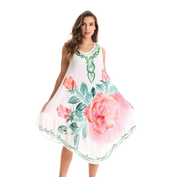 Riviera Sun Dress / Dresses for Women (White - Floral, 1X)