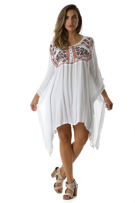 Dress / Dresses for Women (White With Fringes, Large)