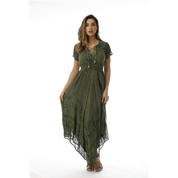 Riviera Sun Embroidered Boho Summer Maxi Dress