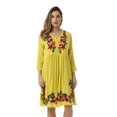 thumbnail image 1 of Riviera Sun Embroidered Dress with 3/4 Sleeve (2X, Lime), 1 of 2
