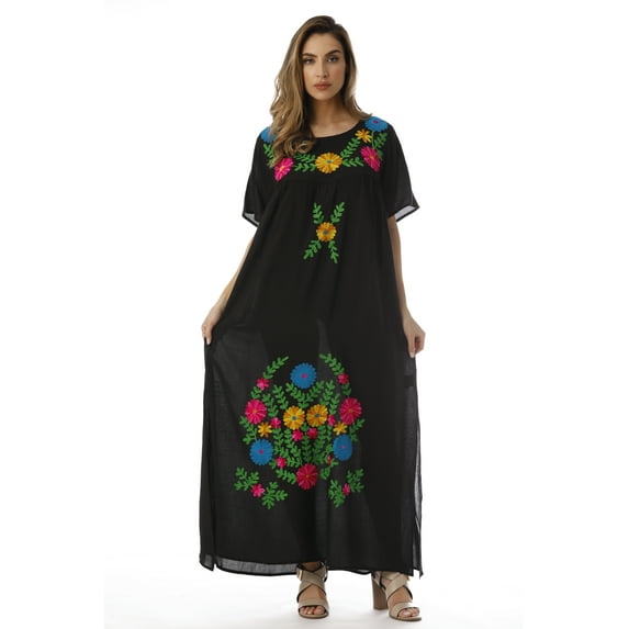 Riviera Sun Embroidered Maxi Dress with Double Side Slits