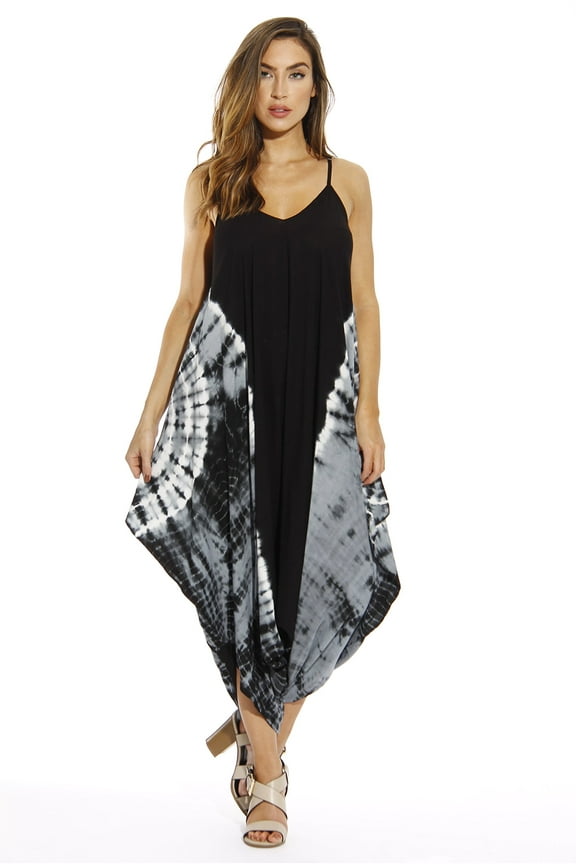 Harem Jumpsuit Jumpsuits for Women Romper (Black / Grey, 1X)