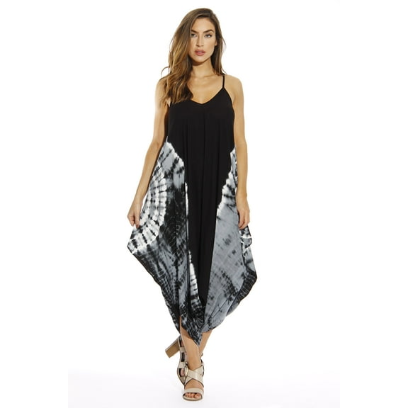 Riviera Sun Harem Jumpsuit Jumpsuits for Women Romper (Black / Grey, Small)