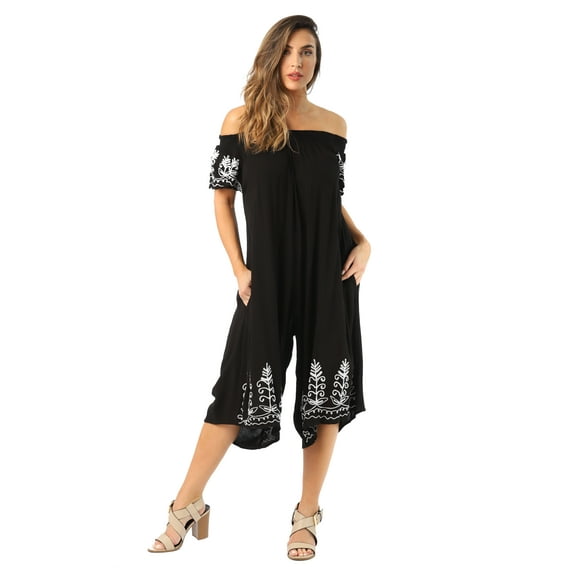 Riviera Sun Jumpsuit Romper (Black, Large)