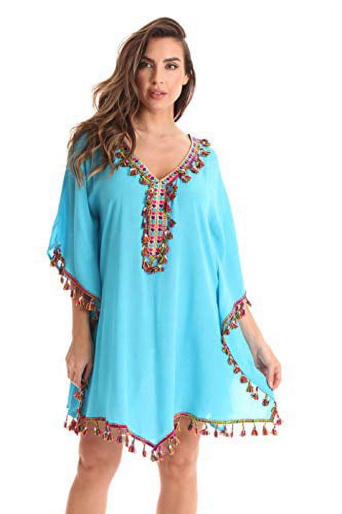 Riviera Sun Ladies Short Caftan Dresses for Women 21974-WHT-L ...