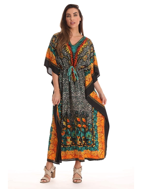 Long Dashiki Caftan / Caftans for Women (Animal Print, 2X - 3X)