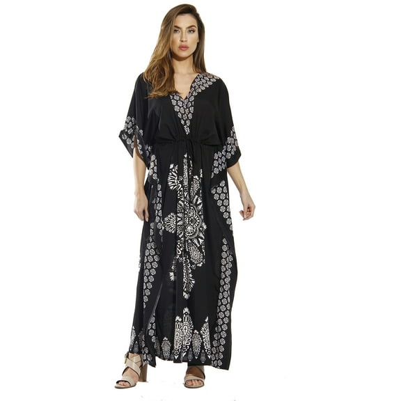 Riviera Sun Maxi Length Cinch Waist Caftan Kaftans for Women