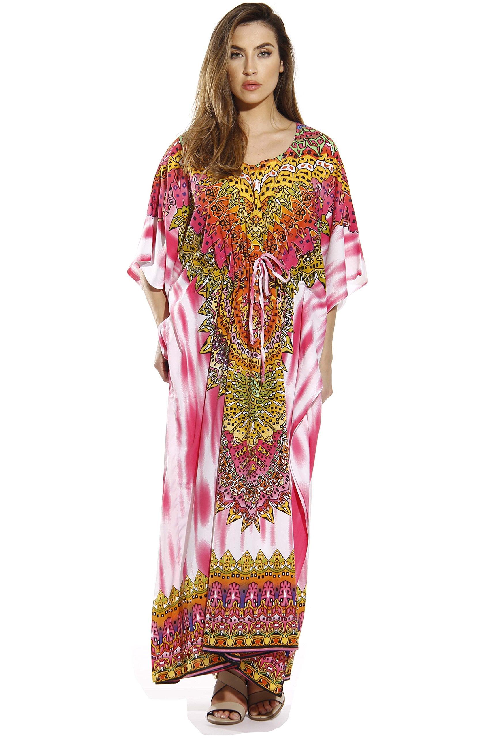 Riviera Sun Maxi Length Cinch Waist Caftan Kaftans for Women (Print 10 ...