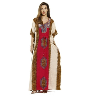 Riviera Sun Maxi Length Cinch Waist Caftan Kaftans for Women (Print 7, 1X)
