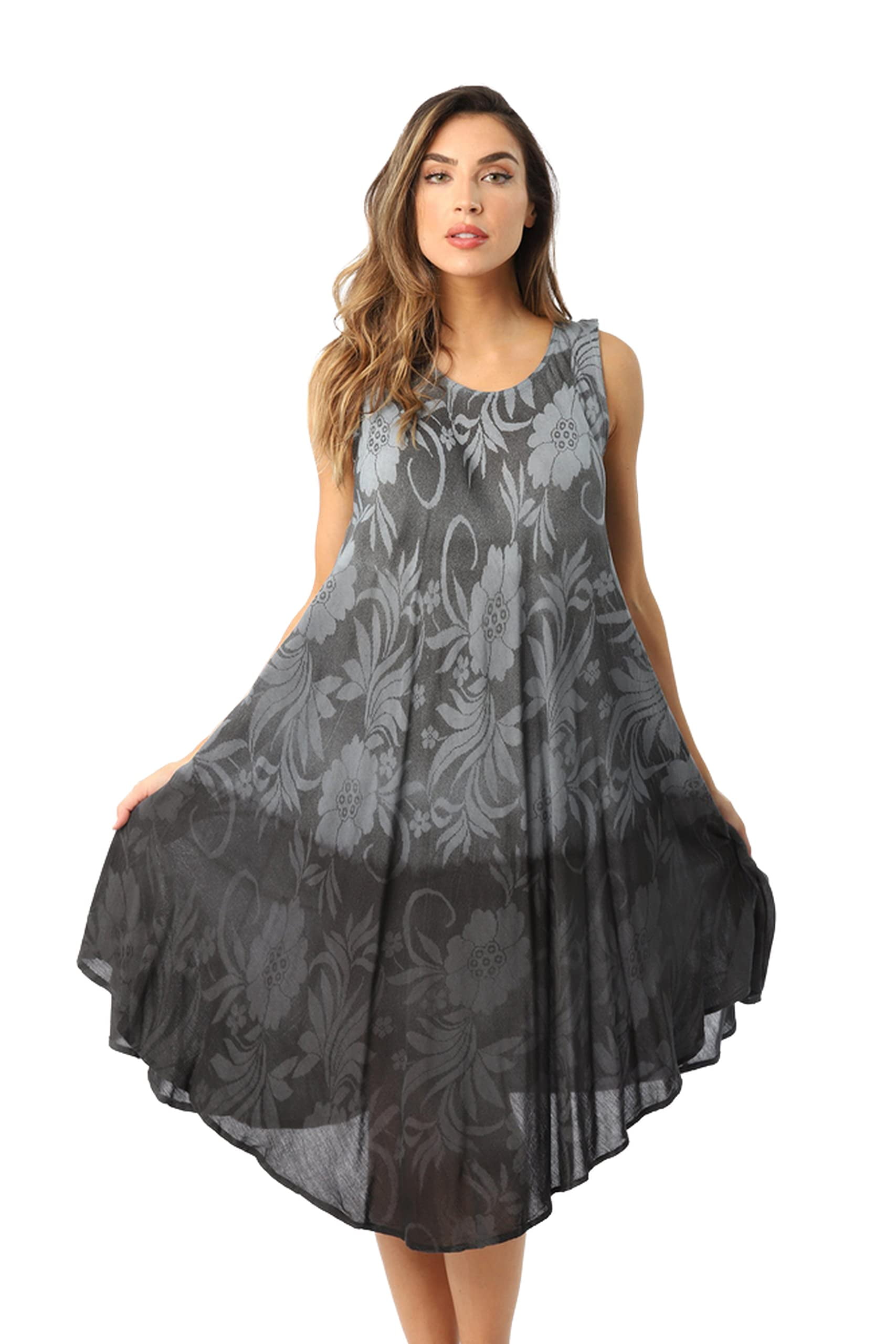 Tie Dye Summet Dreasez Riviera Sun Ombre Tie Dye Summer Dress with Floral Painted Design ...
