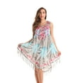 thumbnail image 1 of Riviera Sun Ombre Tie Dye Summer Dress with Floral Painted Design (Black and Blue, 1X), 1 of 3