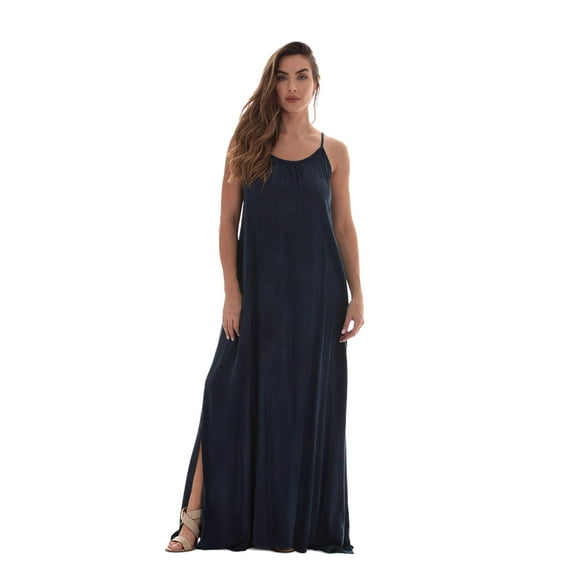 Riviera Sun Womens Tie-Dye Spaghetti Strap Open-Back Maxi Dress  Boho Beach Cover-Up & Casual Summer Sundress (Denim, Medium)