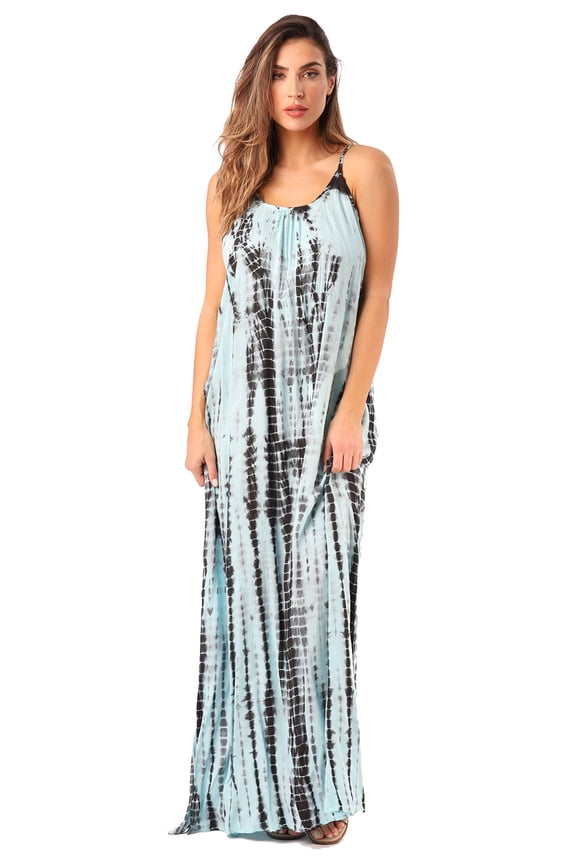 Rasta Maxi Dresses for Women (Aqua / Charcoal, Medium)