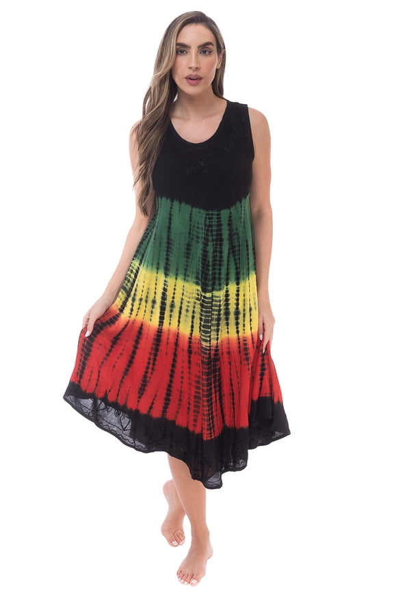 Rasta Sleeveless Dresses for Women (Rasta 1, Small)