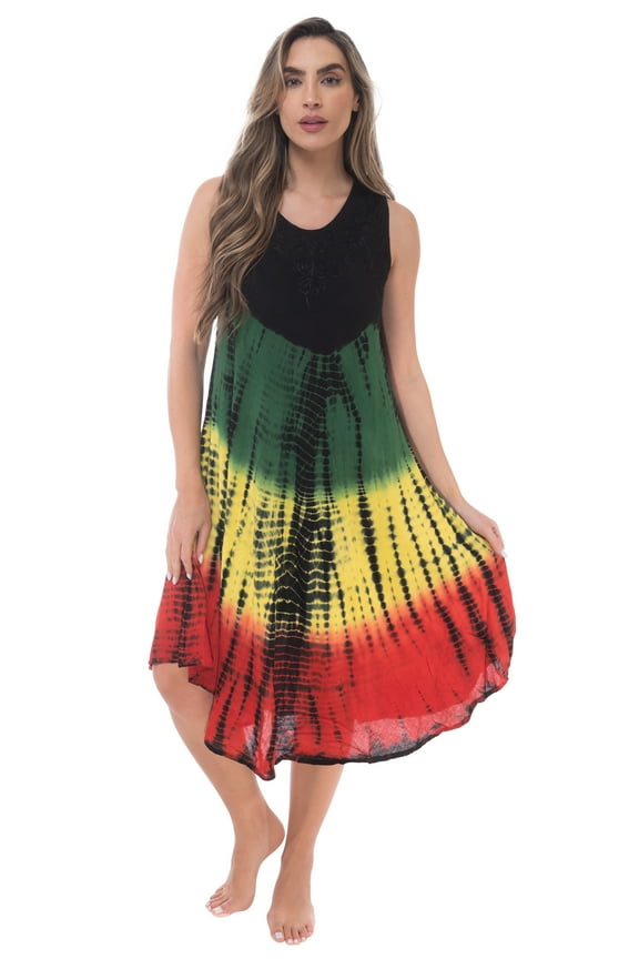 Rasta Sleeveless Dresses for Women (Rasta 3, 2X)