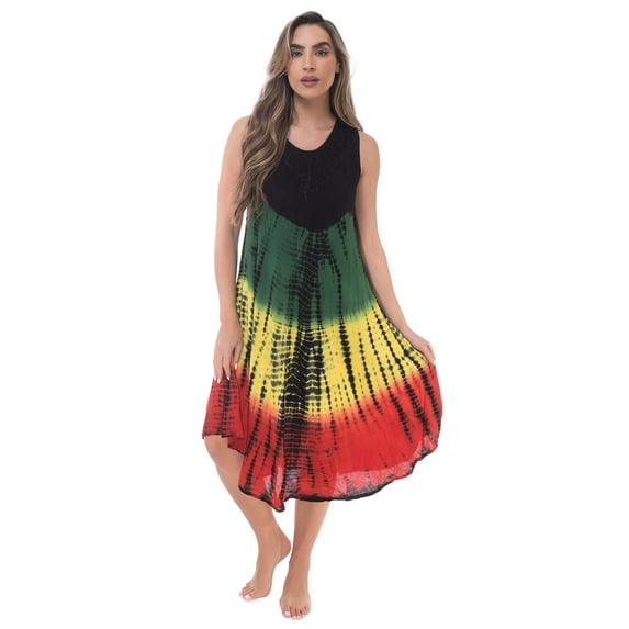 Riviera Sun Rasta Sleeveless Dresses for Women (Rasta 3, 3X)