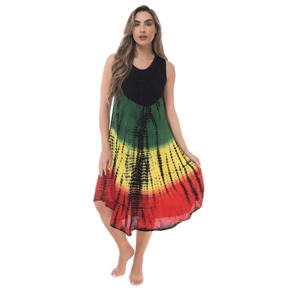 Riviera Sun Rasta Sleeveless Dresses for Women (Rasta 3, Large)