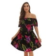 thumbnail image 1 of Riviera Sun Rayon Crepe Printed Short Dress for Women (Small, Black - Purple Floral), 1 of 3