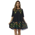 thumbnail image 1 of Riviera Sun Rayon Crepe Short Dress with Multicolored Embroidery (Navy, X-large), 1 of 3