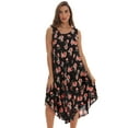 thumbnail image 1 of Riviera Sun Rayon Crepe Umbrella Dresses for Women 21993-8110-PRP-S (Black - Floral 1, Medium), 1 of 3
