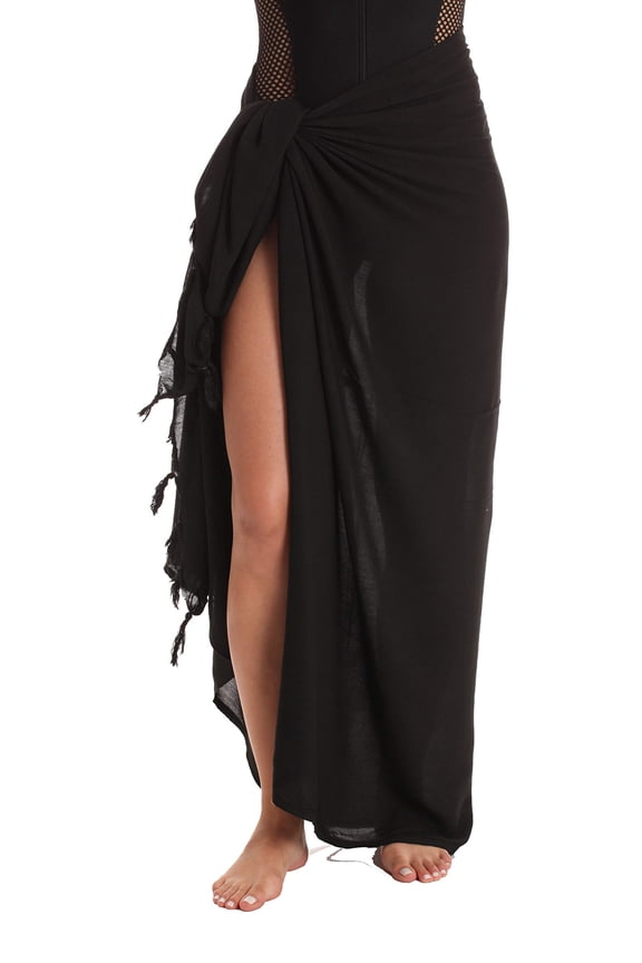 Sarong Swimsuit Cover Up for Women 21978-NVY (One Size, Black - Solid)