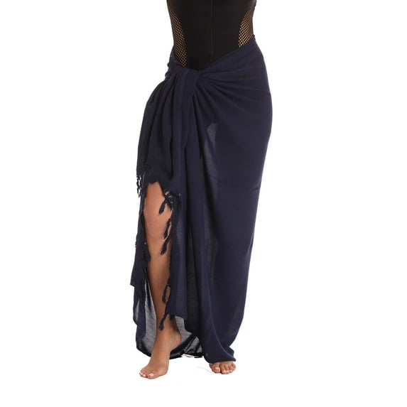 Riviera Sun Sarong Swimsuit Cover Up for Women 21978-NVY (One Size, Navy - Solid)
