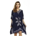 thumbnail image 1 of Riviera Sun Short Caftan Dress for Women with Medallion Print (Navy, 2X), 1 of 2