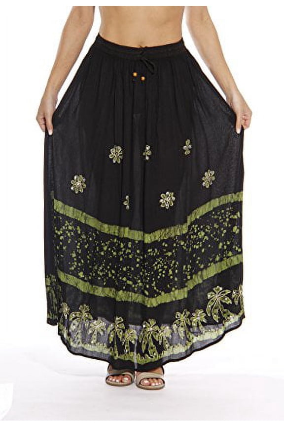 Skirt / Skirts for Women (Black / Lime, Medium)