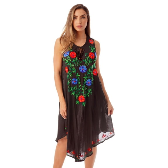 Riviera Sun Sleeveless Umbrella Dresses for Women (Black, Large)