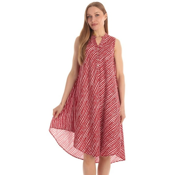 Riviera Sun Sleeveless Umbrella Dresses for Women (Burgundy Stripe, 3X)