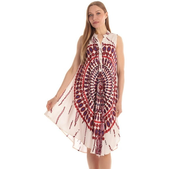 Riviera Sun Sleeveless Umbrella Dresses for Women (White Multi, 1X)