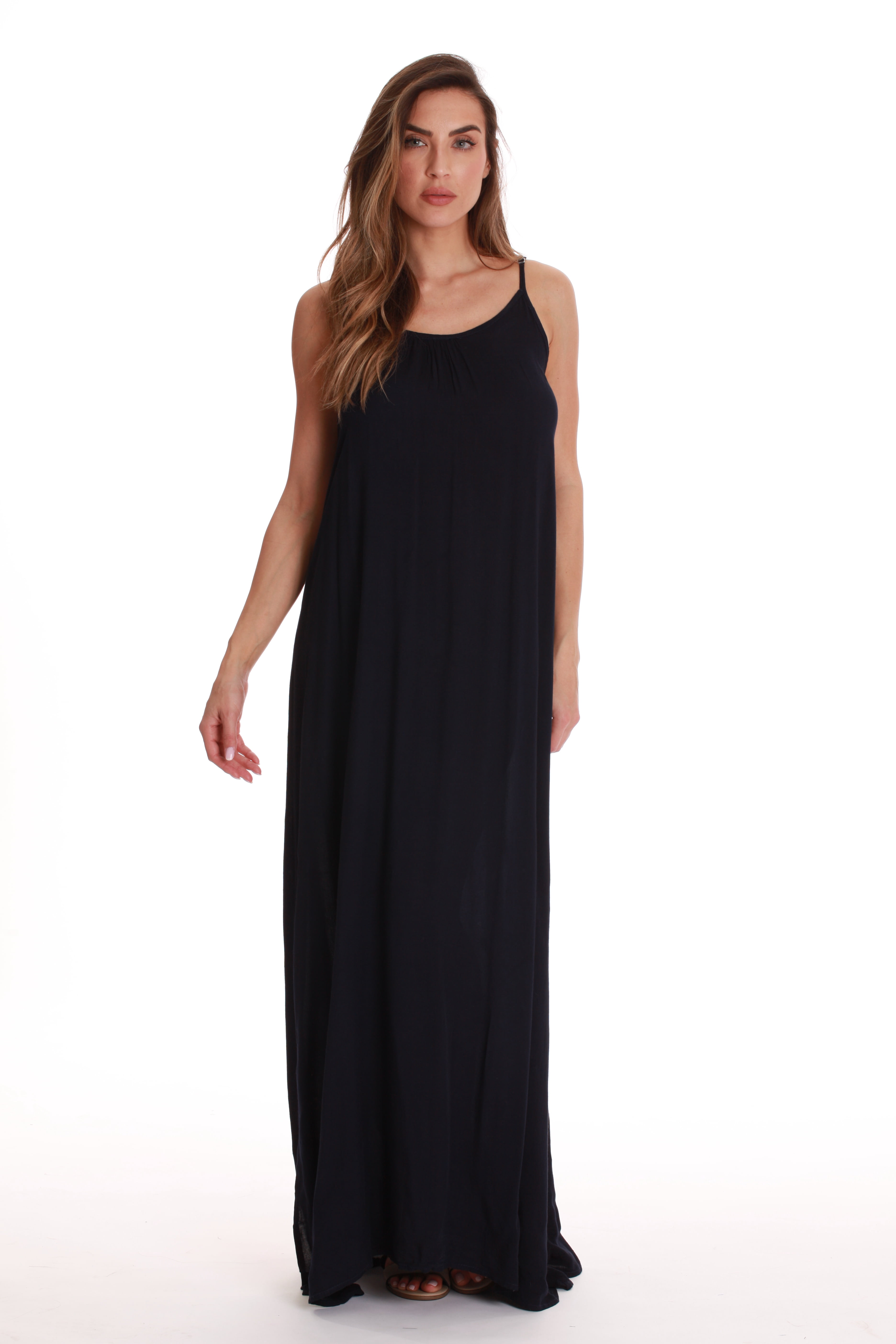 Riviera Sun Spaghetti Strap Maxi Dress - Tie Dye Rayon Beach Cover Up, Open Back, Side Slits, X-Large - View #14