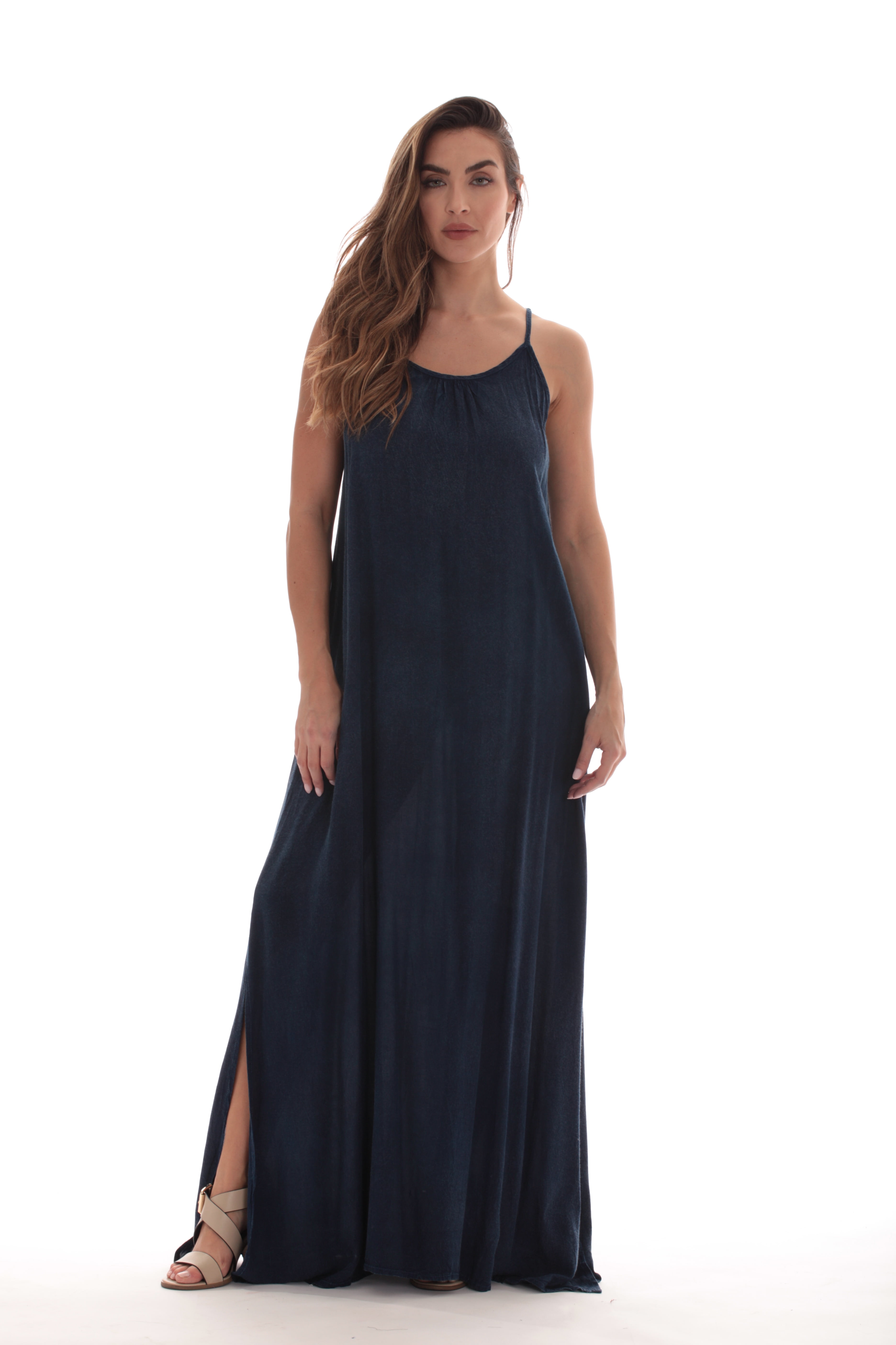 Riviera Sun Tie Dye Maxi Dress - Spaghetti Strap Floral Summer Dress, Rayon Beach Cover Up, Sizes S-3X - View #14