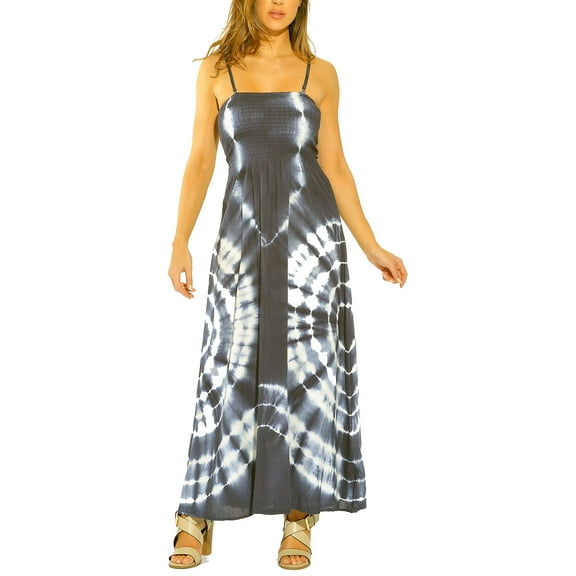 Riviera Sun Strapless Tube Maxi Dress Summer Dresses (Navy / White, X-Large)