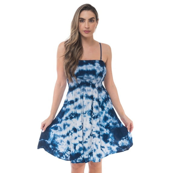 Riviera Sun Strapless Tube Short Dress / Summer Dresses (Navy / White Dress, Medium)