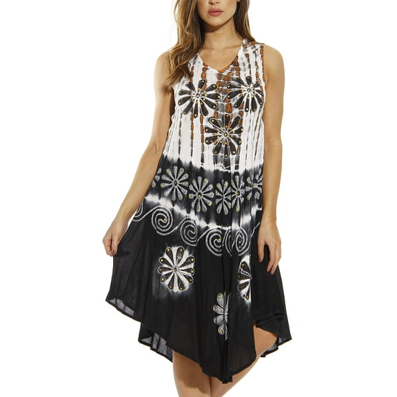 Riviera Sun Summer Dresses / Swimsuit Cover Up (Medium, Black)