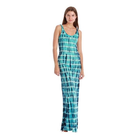 Riviera Sun Tie Dye Braided Strap Long Dresses 25002-D-XL (Navy Aqua Tie Dye, Large)