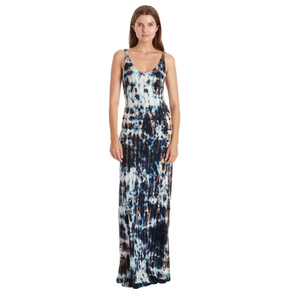 Riviera Sun Tie Dye Braided Strap Long Dresses 25002-D-XL (Navy Tie Dye, 2X)