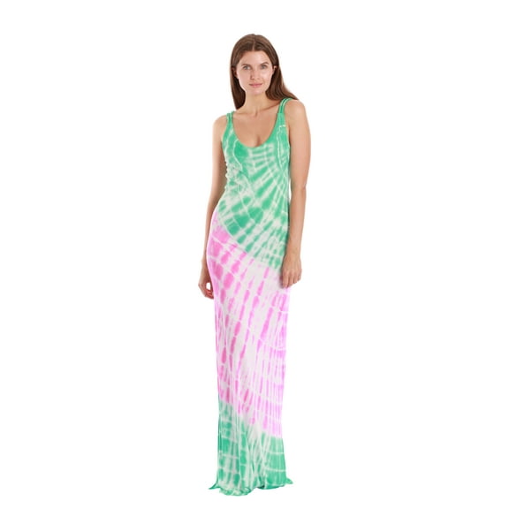 Riviera Sun Tie Dye Braided Strap Long Dresses 25002-D-XL (Seafoam Pink Tie Dye, 3X)
