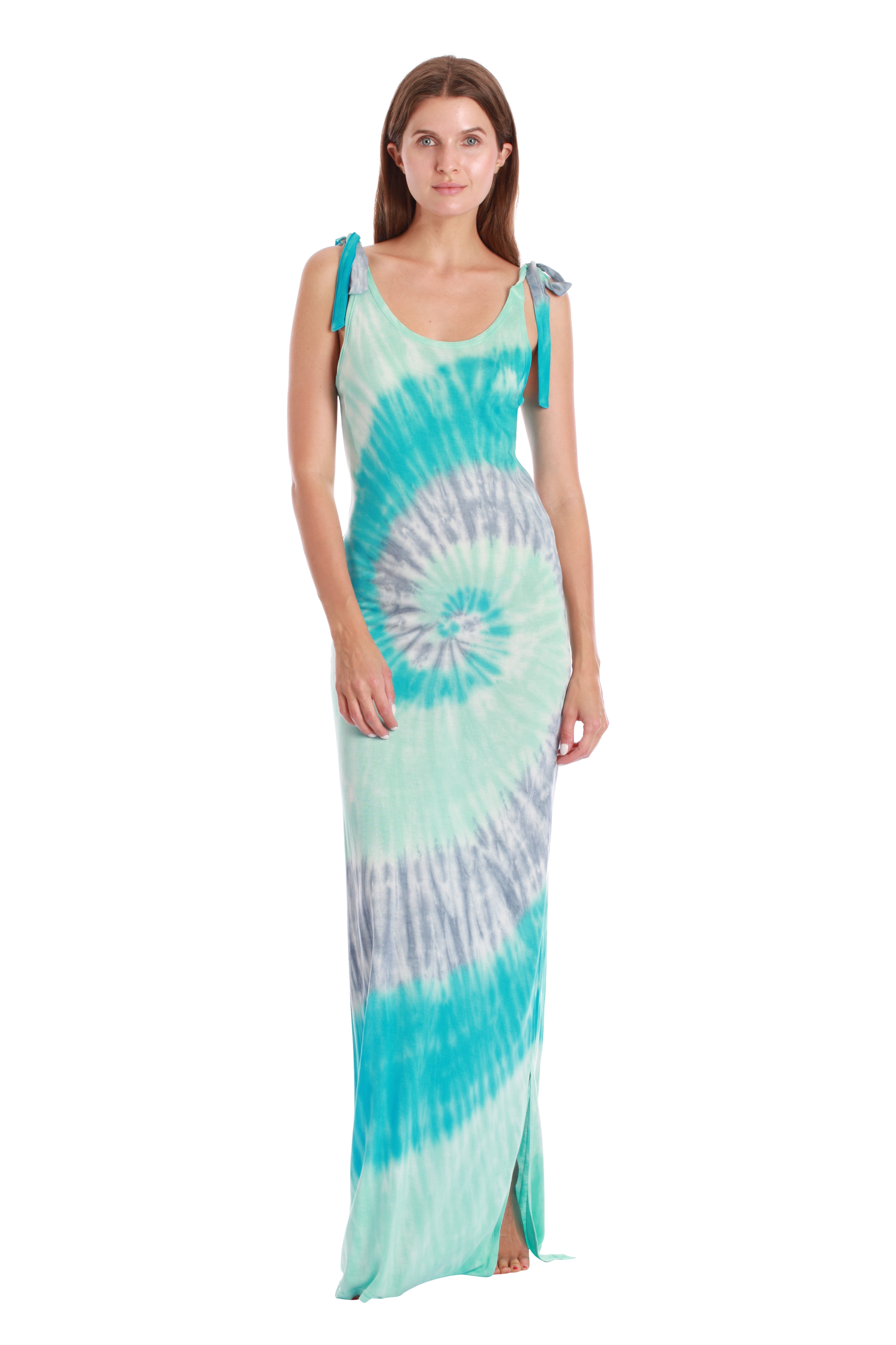 grey and turquoise dress Muslin Slip Dress Grey-Turquoise